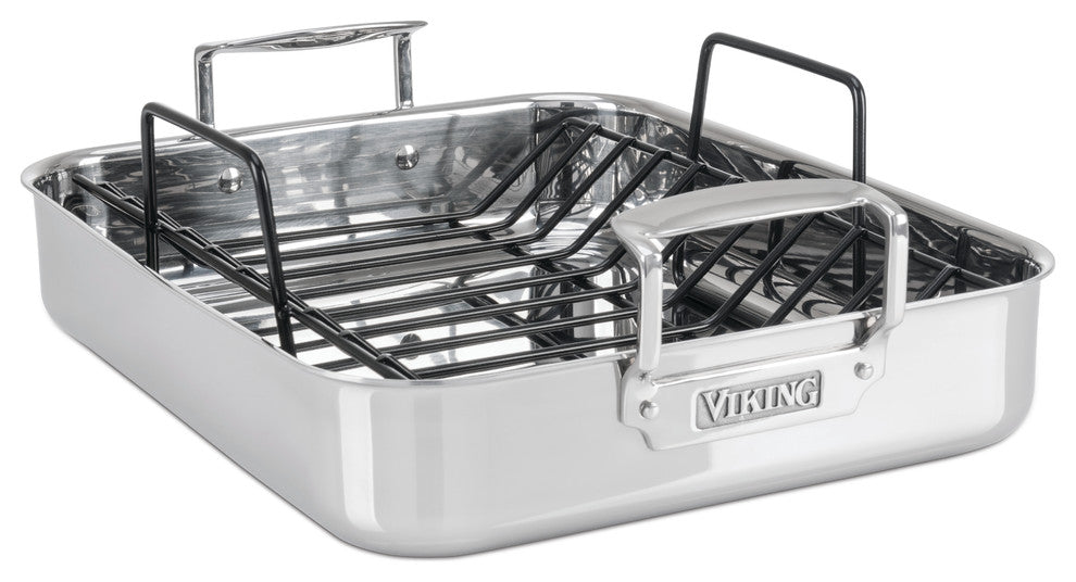Viking 3-Ply Roasting Pan w/non-stick rack, Mirror Finish
