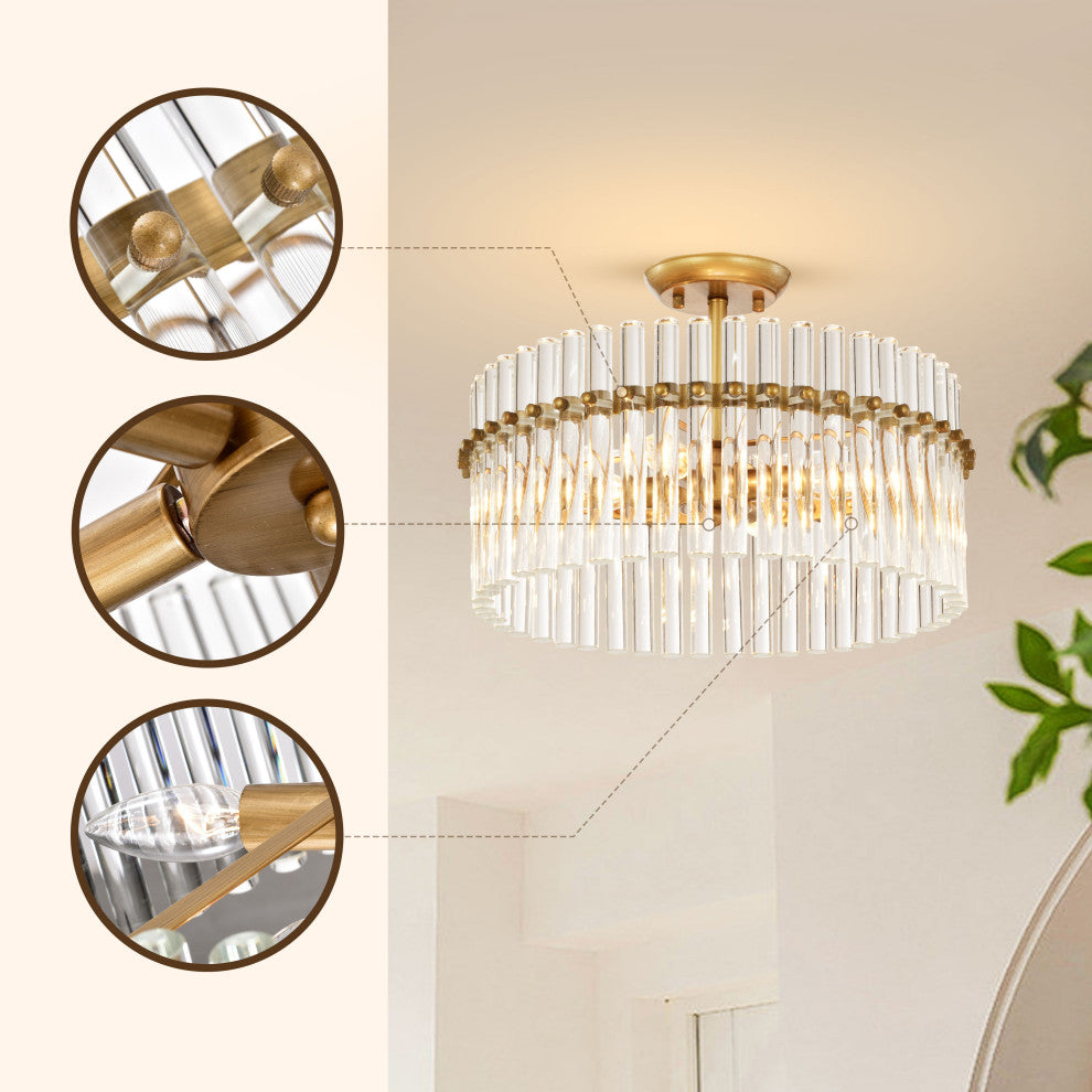 Cervine 4-light Crystal Flush Mount