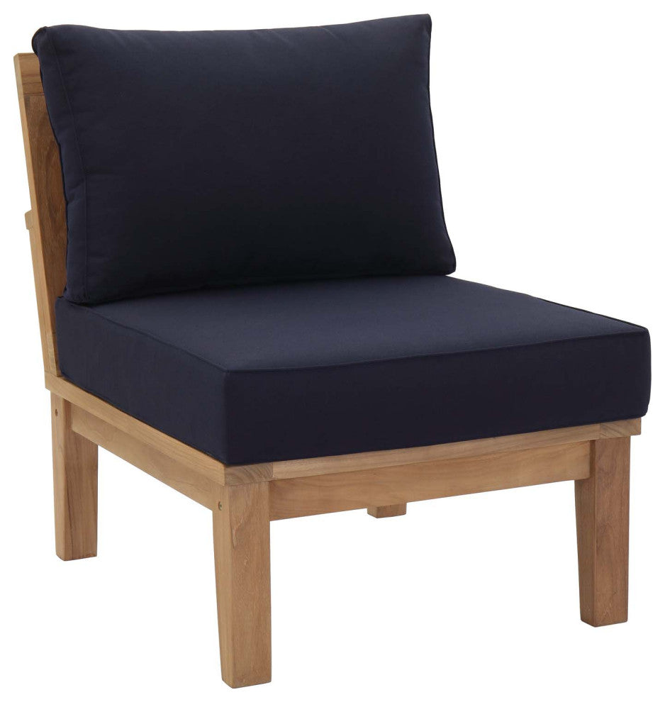 Natural Navy Marina Armless Outdoor Patio Teak Sofa
