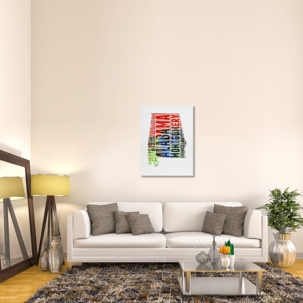 "Alabama Watercolor Word Cloud" Fine Art Print