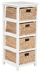 Seabrook Four-Tier Storage Unit Engineered Wood White Finish and Natural Baskets