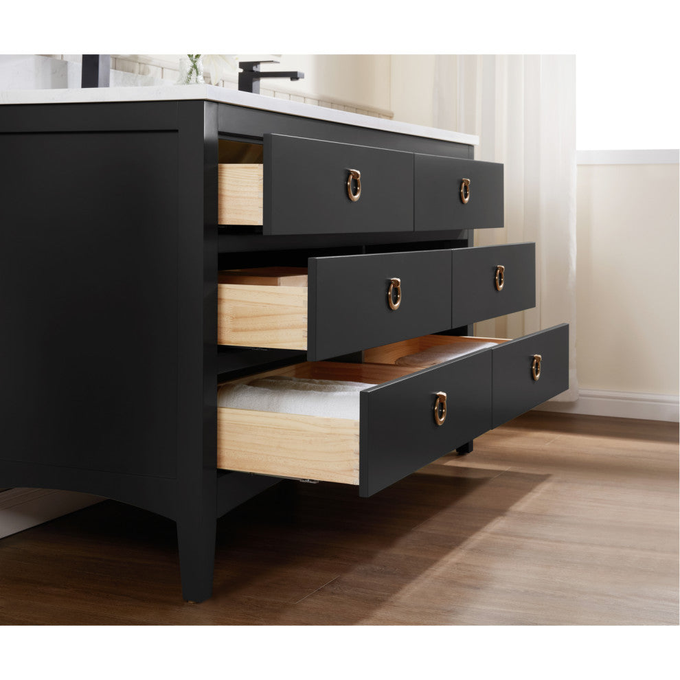 Legion Furniture WS2518 Series Bathroom Sink Vanity, Tricorn Black, 60", Artificial Stone Top, Double Sink