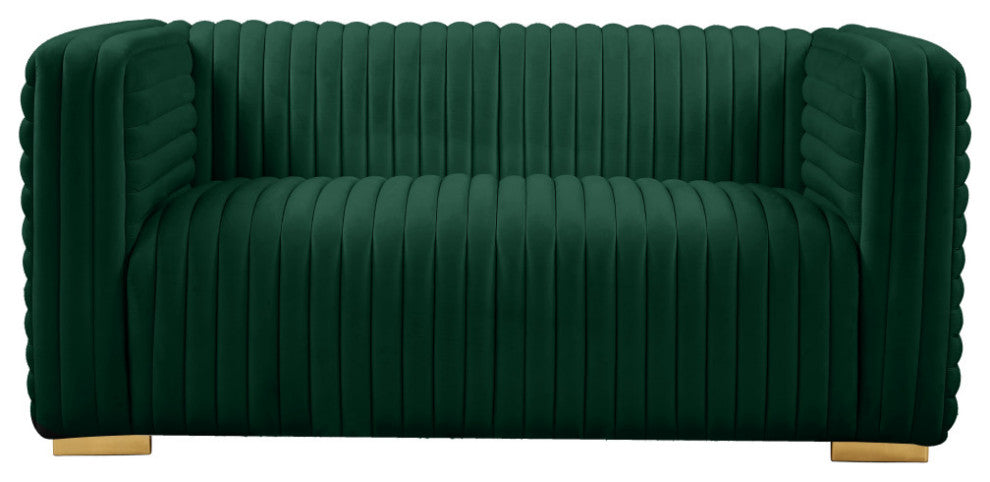 Ravish Velvet Upholstered Chair, Green, Loveseat