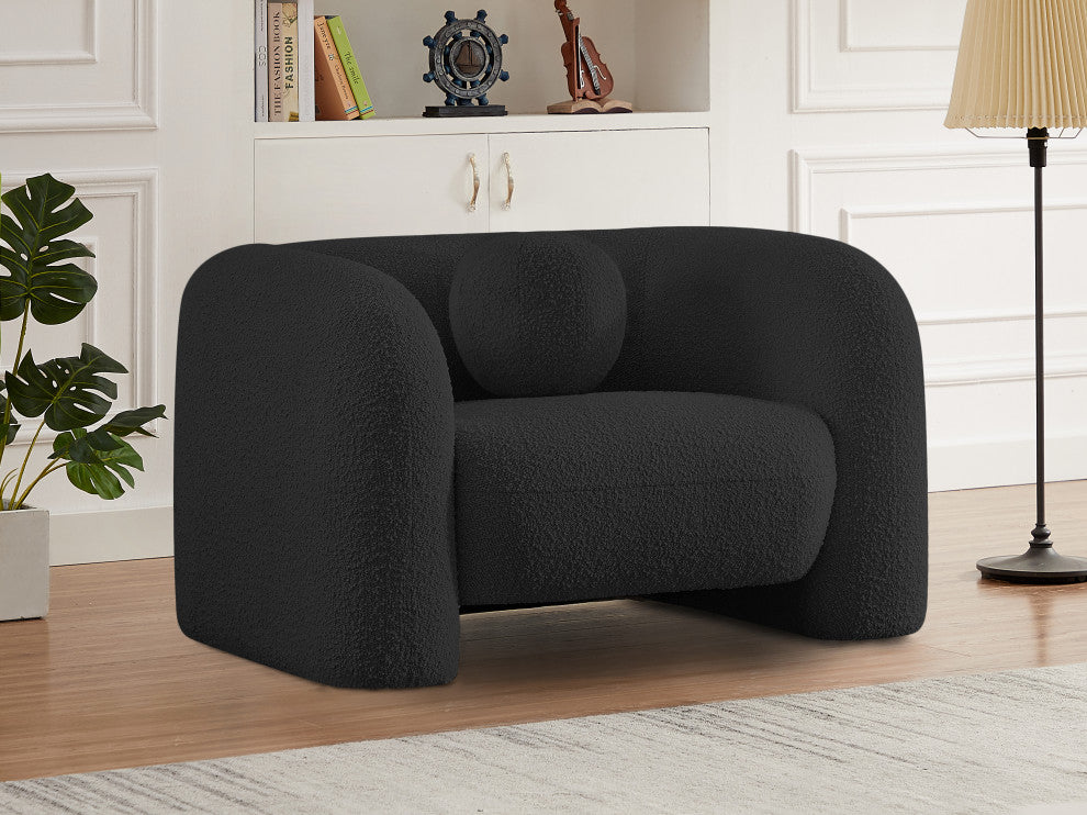 Emory Boucle Fabric Upholstered Upholstered Chair, Black