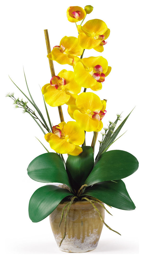Single Stem Phalaenopsis Silk Orchid Arrangement, Gold
