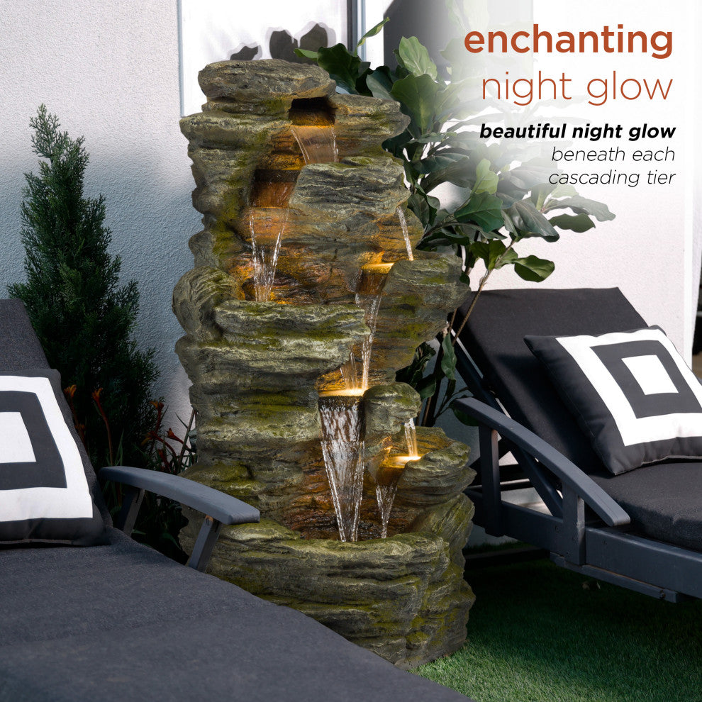 Rock Fountain with LED Lights
