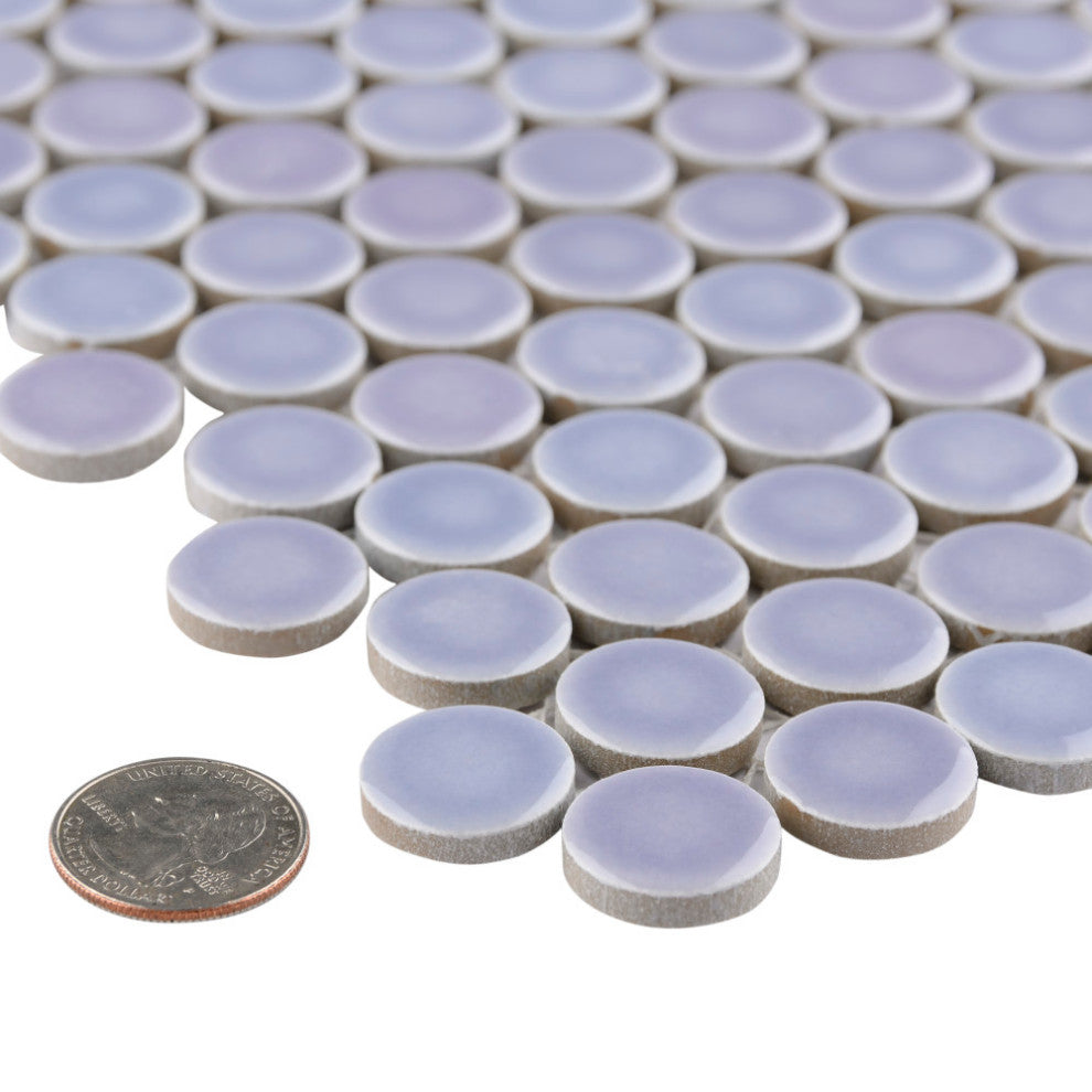 Hudson Penny Porcelain Mosaic Floor and Wall Tile, Lavender