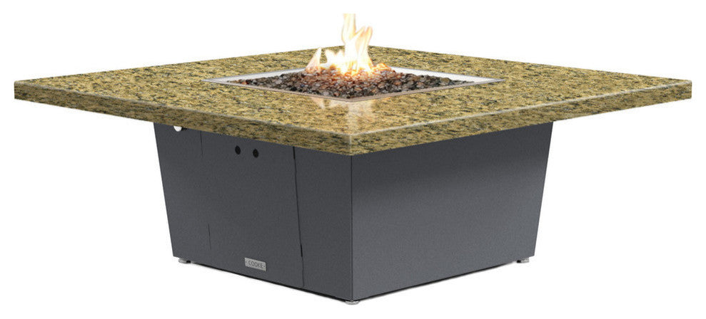 Square Fire Pit Table, 56x56, Natural Gas, Santa Cecillia Granite Top, Gray