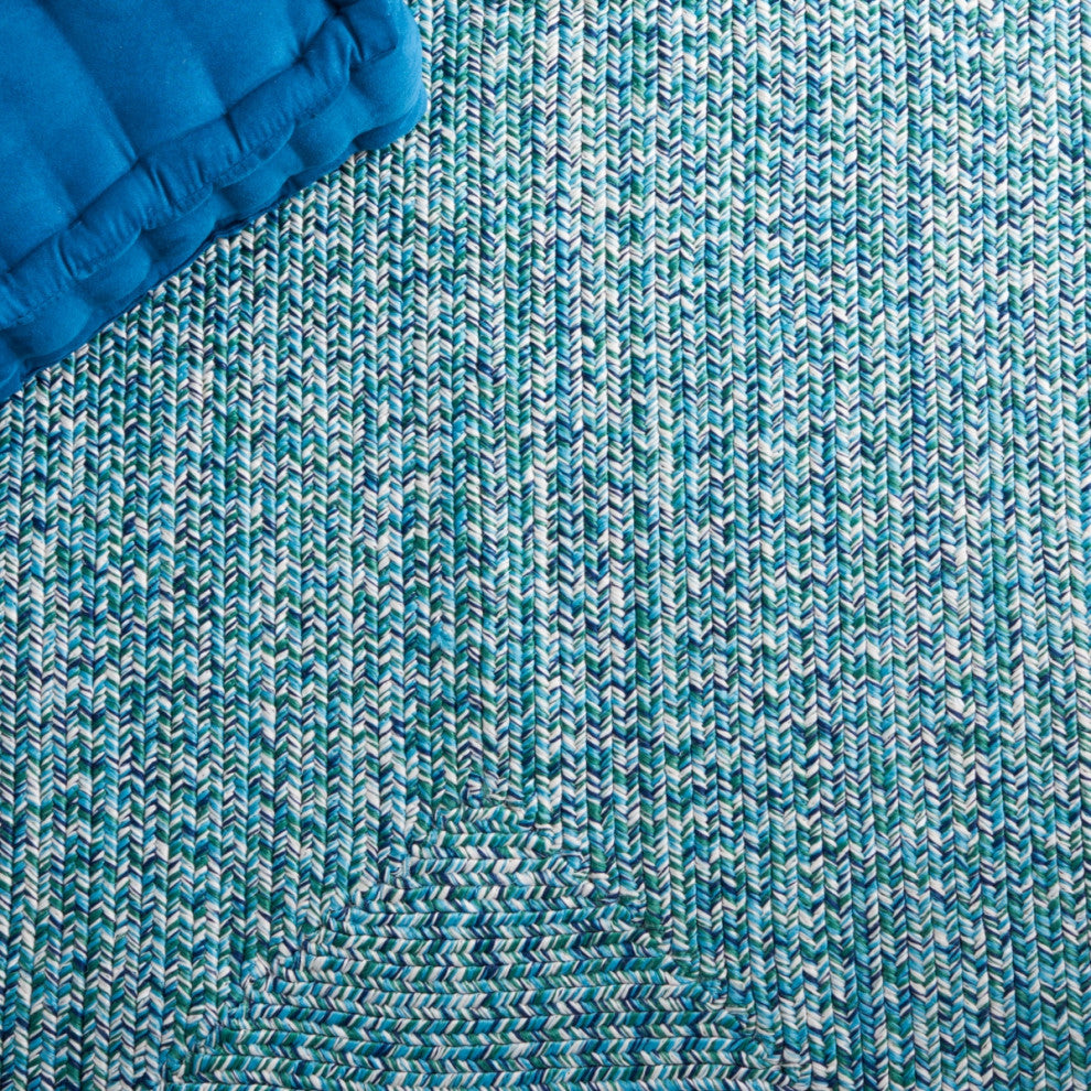 Safavieh Braided BRA201 Rug Machine-Washable, Teal/Green, 6' Square