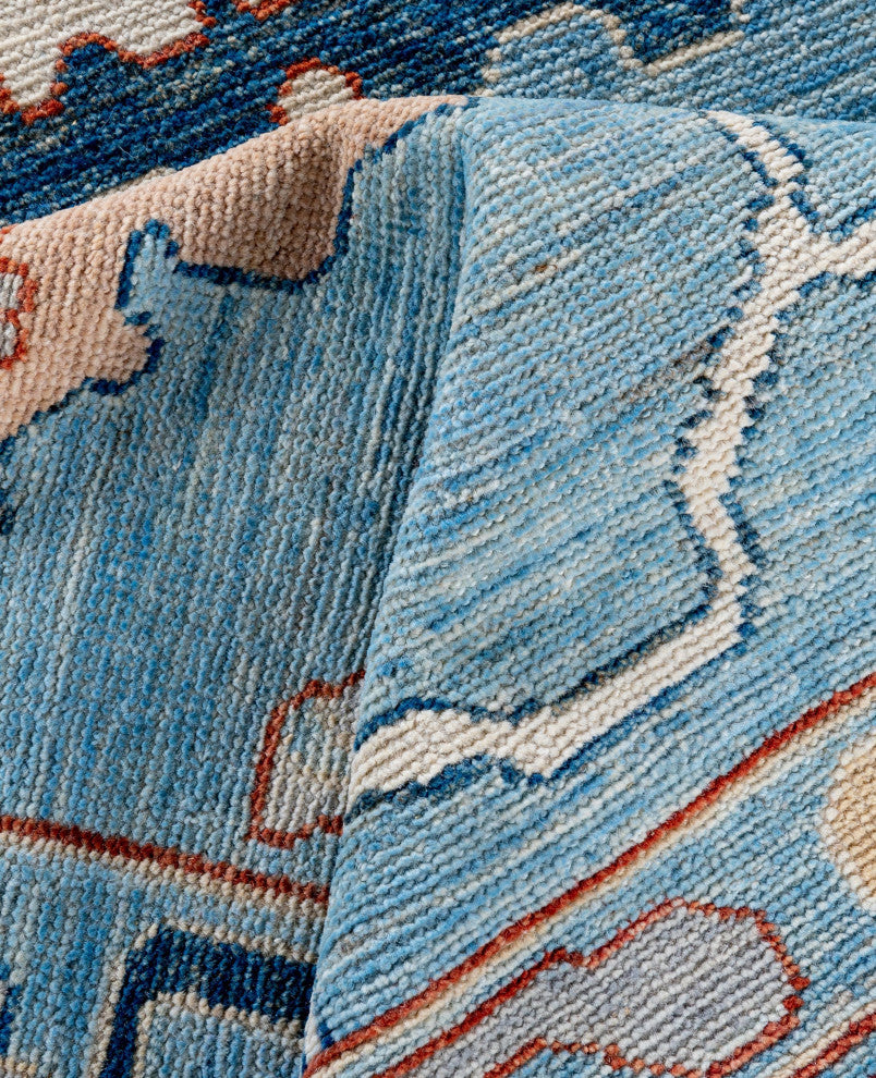 Oushak One-of-a-Kind Hand-Knotted Area Rug Light Blue, 9'2" x 12'8"