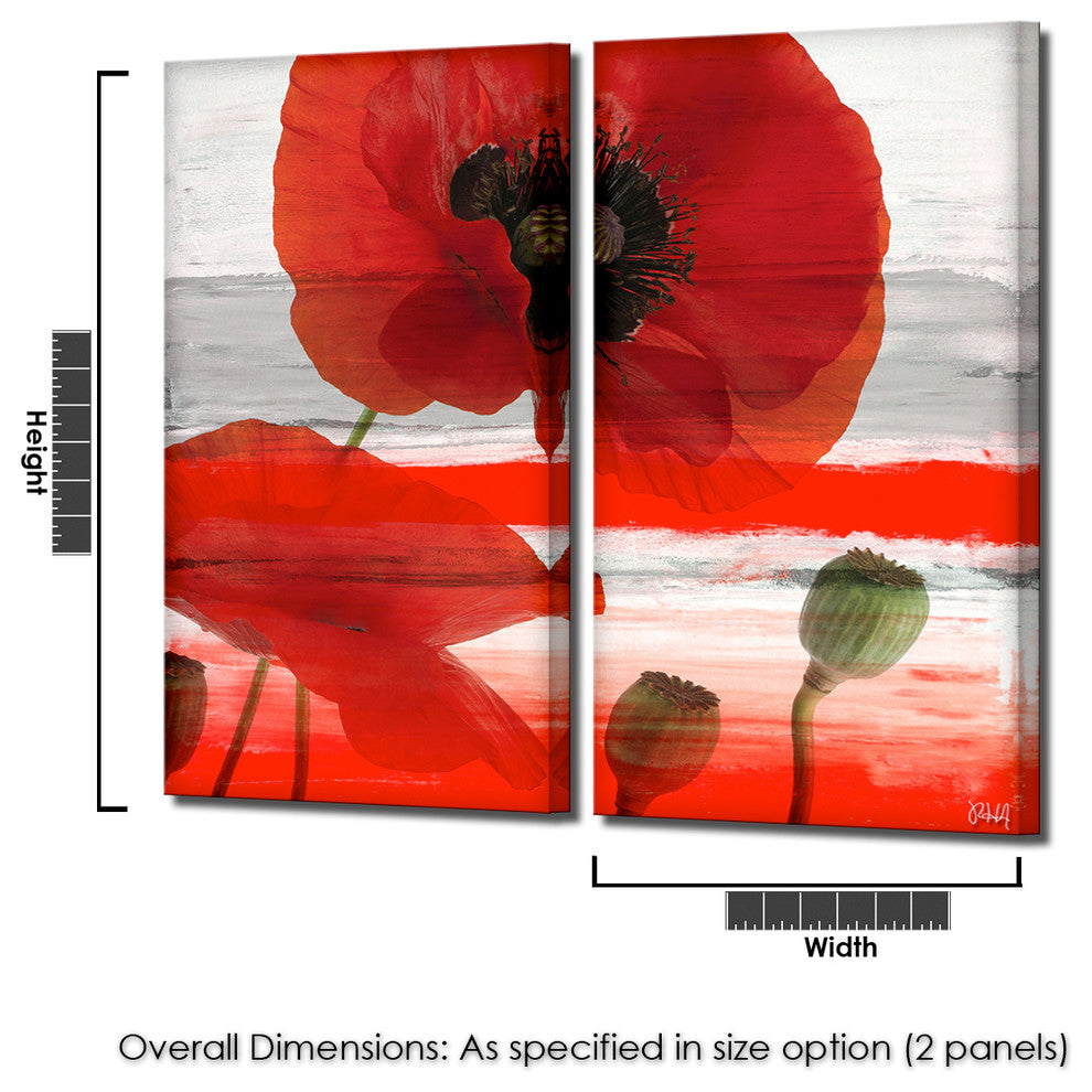 Painted Petals XXXII Canvas Wall Art 2-Piece Set, 24"x12"