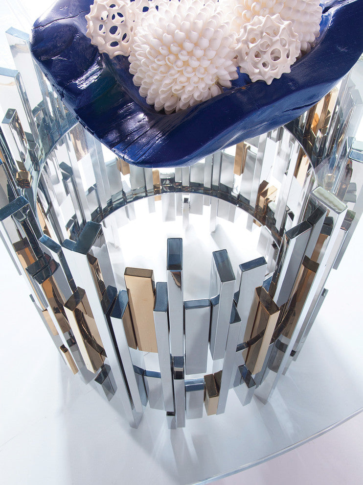 Cityscape Round Dining Table With Glass Top