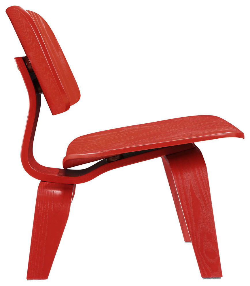 Modern Contemporary Living Room Wood Lounge Chair Red