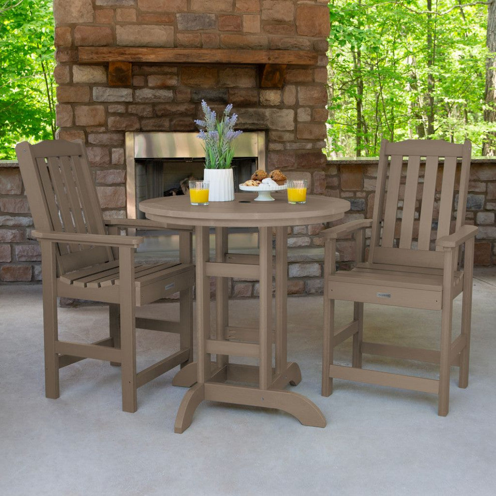 Lehigh 3-Piece Round Counter-Height Dining Set, Woodland Brown
