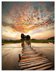 "Makeshift Wooden Pier Over River" Sea Bridge Metal Wall Art, 3 Panels, 28"x36"