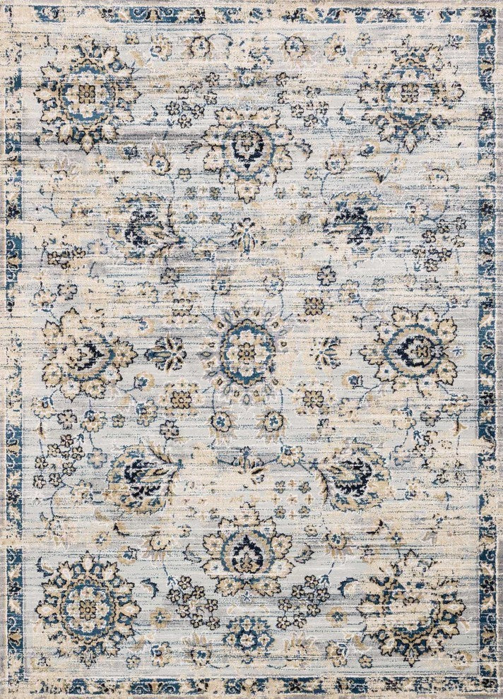 Grey & Navy Microfiber Polyester Torrance Rug by Loloi, 9'3"x13'