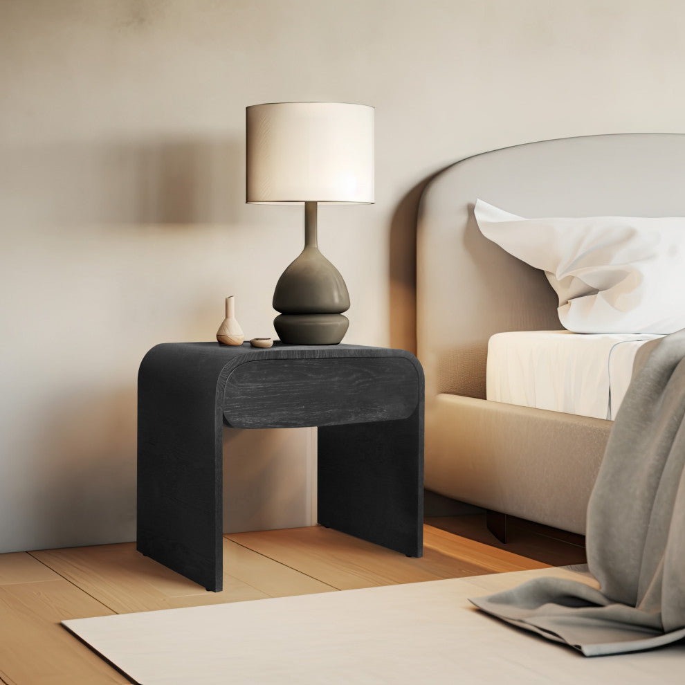 Meridian Furniture Cresthill Nightstand, Black Oak Wood