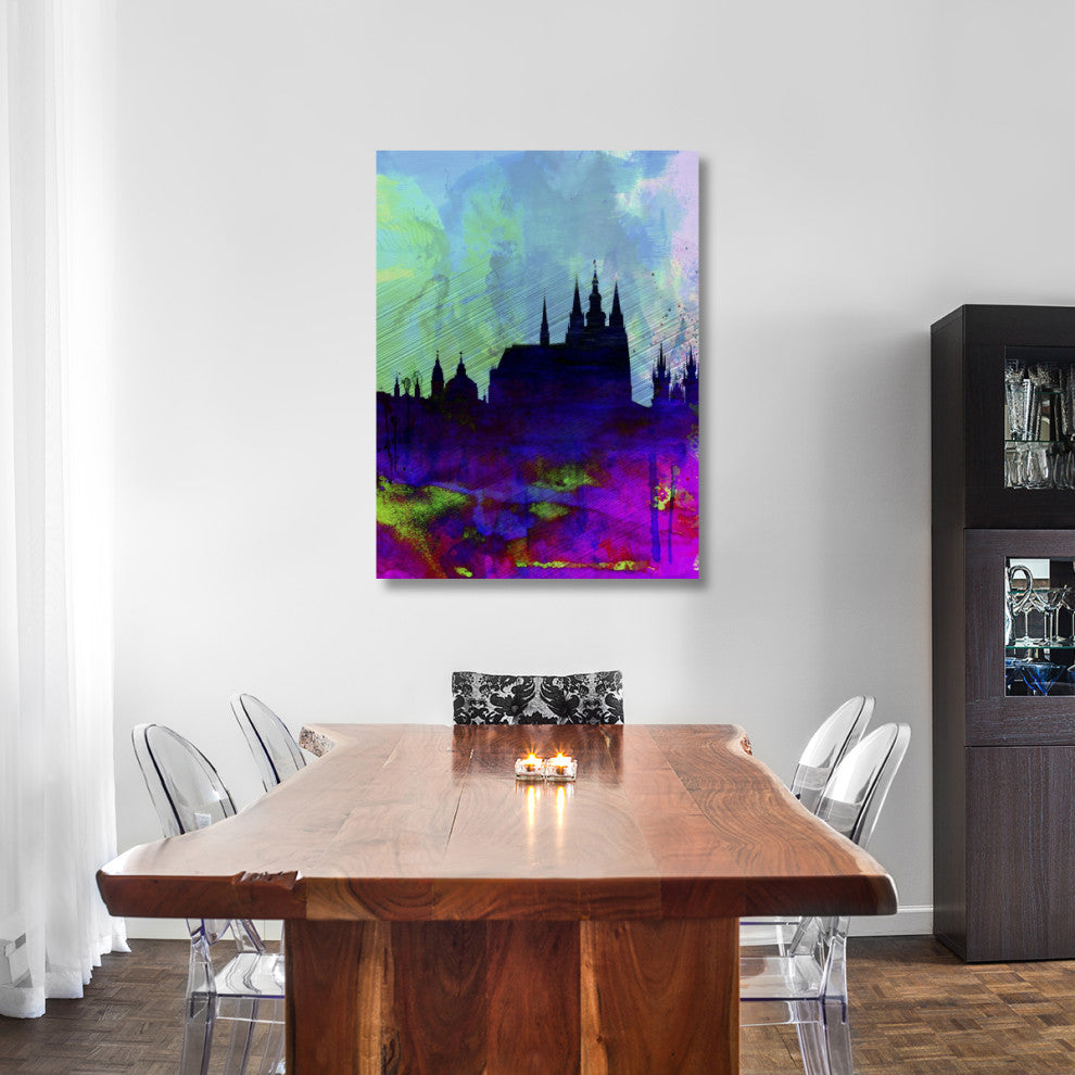 "Prague Watercolor Skyline" Fine Art Print