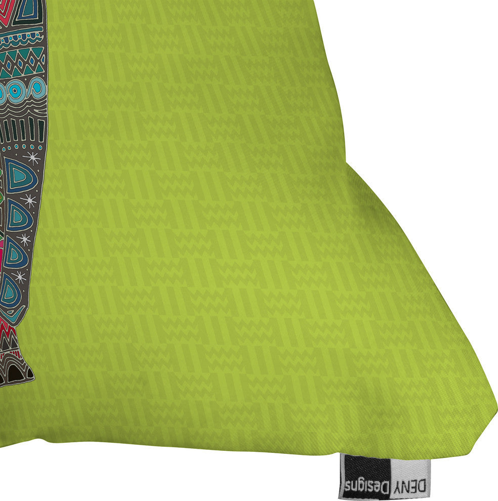 Deny Designs Sharon Turner Painted Elephant Chartreuse Outdoor Throw Pillow