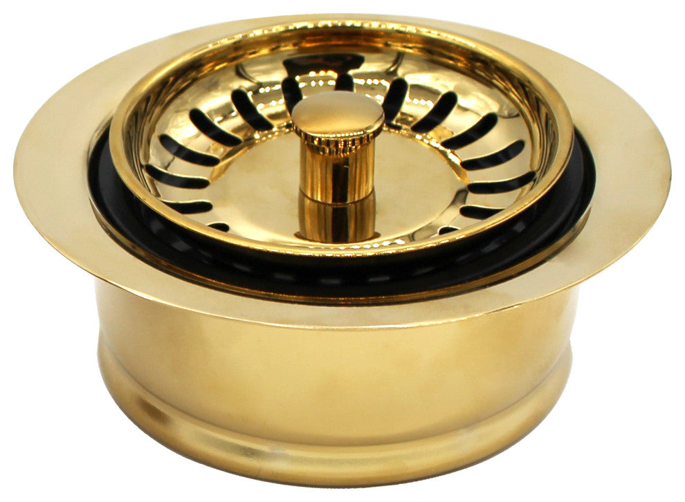 Insinkerator Style Disposal Flange And Strainer In Polished Brass, Polished Brass