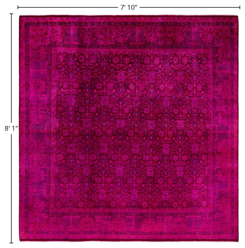 Overdyed One-of-a-Kind Hand-Knotted Area Rug Purple, 7' 10" x 8' 1"