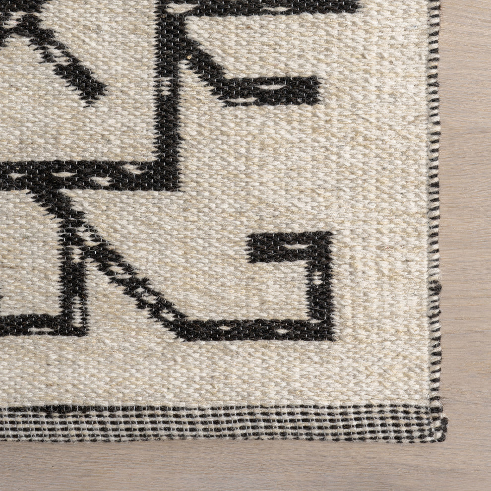 June Geometric Reversible Wool Area Rug, Ivory 2' 6" x 8'