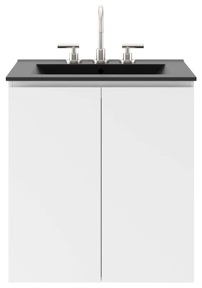 Bryn 24" Wall-Mount Bathroom Vanity, White Black