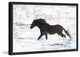 Parvez Taj "Black Horse Stride" Framed Painting Print, 36"x24"
