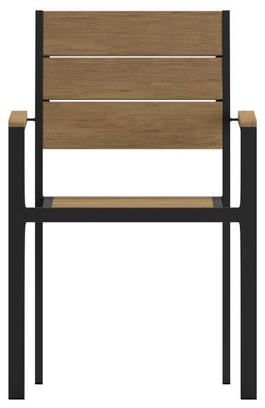 Finch Commercial Grade Stackable Patio Chair with Arms, Natural