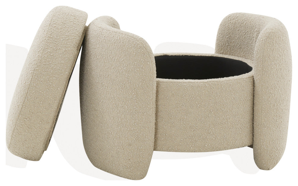 Safavieh Couture Danianna Boucle Ottoman, Oatmeal