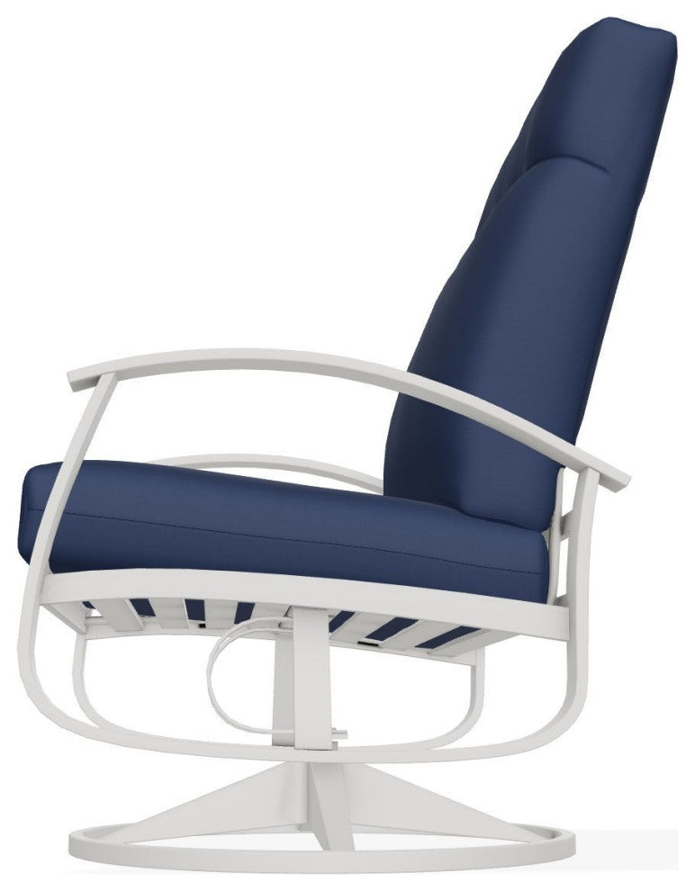 Belle Isle Cushion Deep Seat Outdoor Swivel Rocker, Navy/Snow
