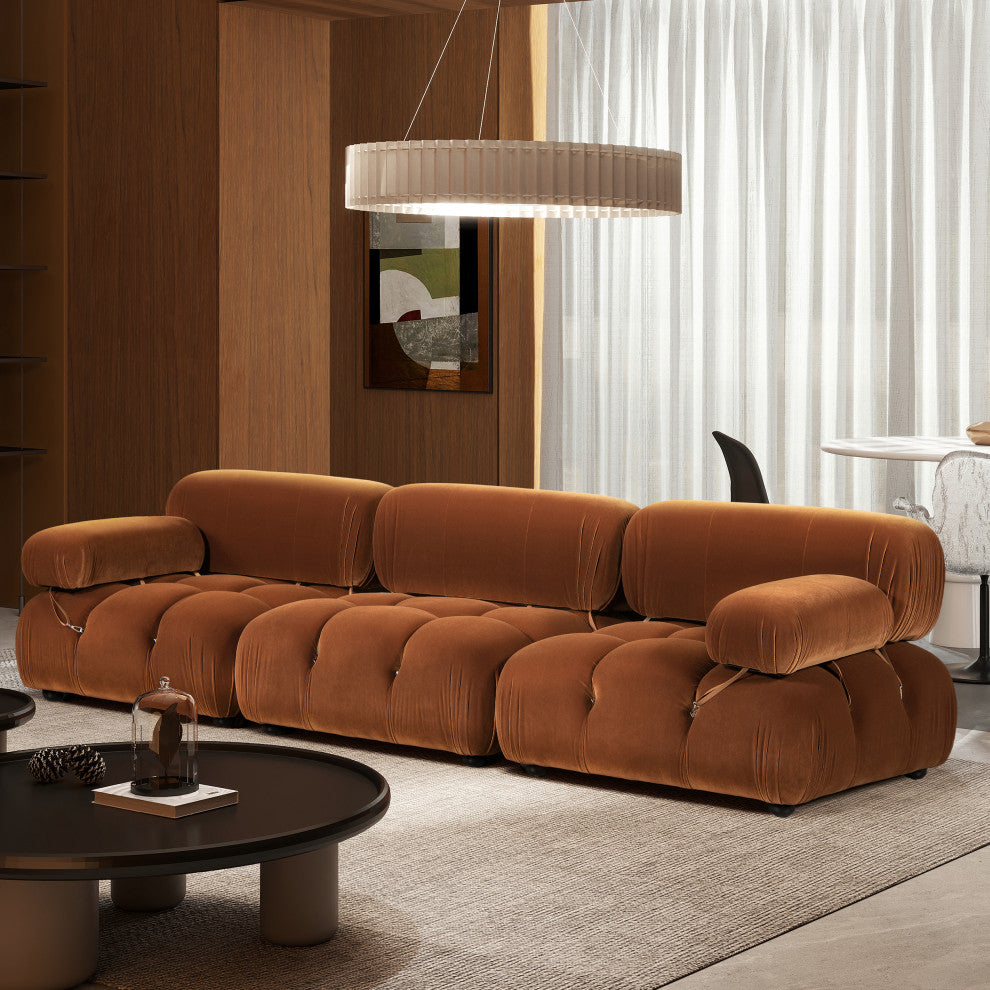 Marcel 109.5" Modular Sofa, Burnt Orange Performance Velvet