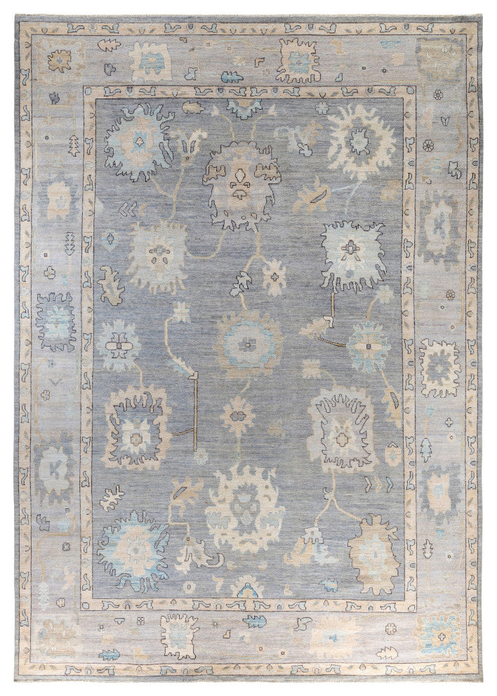 Oushak One-of-a-Kind Hand-Knotted Area Rug Light Gray, 10'0" x 14'0"