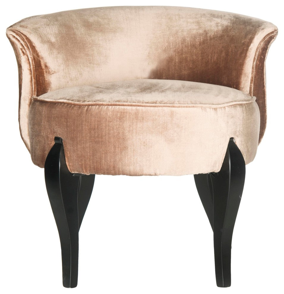 Safavieh Mora French Leg Linen Vanity Chair, Mink Brown