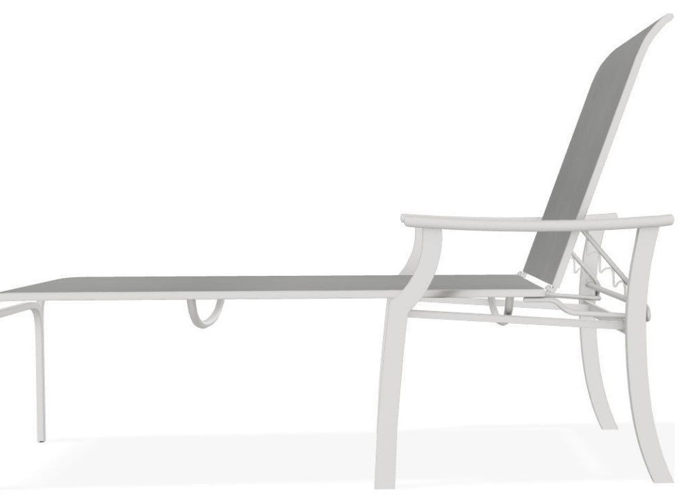 St. Catherine Sling 4-Position Outdoor Chaise Lounge, Alloy/Snow