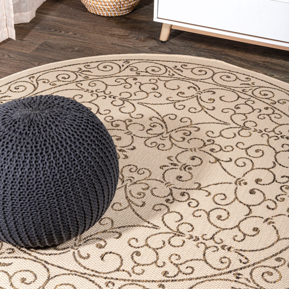 Charleston Vintage Filigree Textured Weave Indoor/Outdoor Area Rug