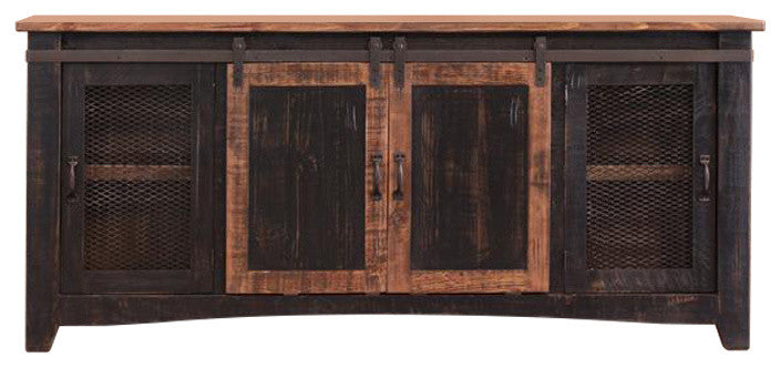 Greenview Sliding Door TV Stand - Black, 80"