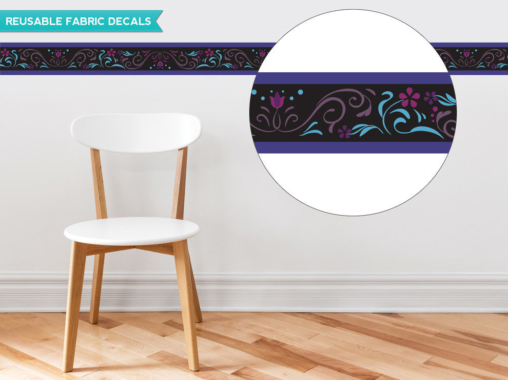 Frozen Inspired Wall Border Fabric Wall Decal, Set of 2, Black