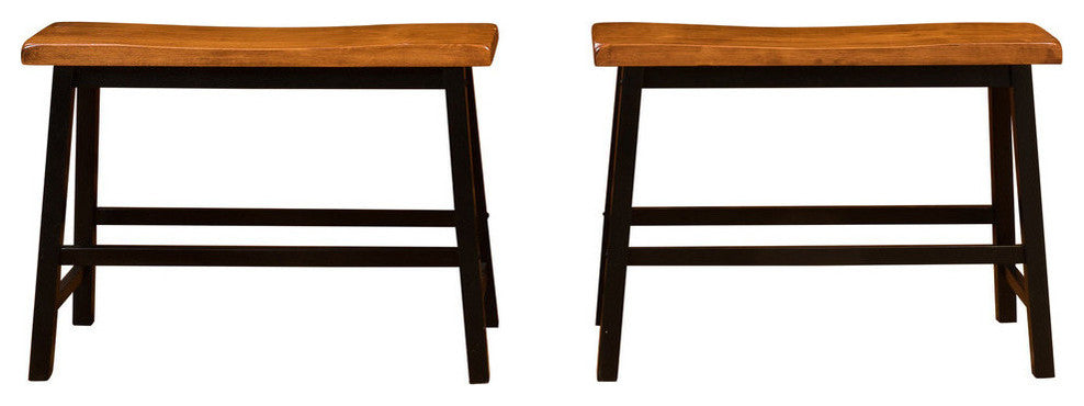 GDF Studio Toluca Saddle Wood Counter Dining Benches, Set of 2