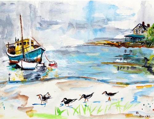 Betsy Drake Boats and Sandpipers 30 X 50 Inch Comfort Floor Mat