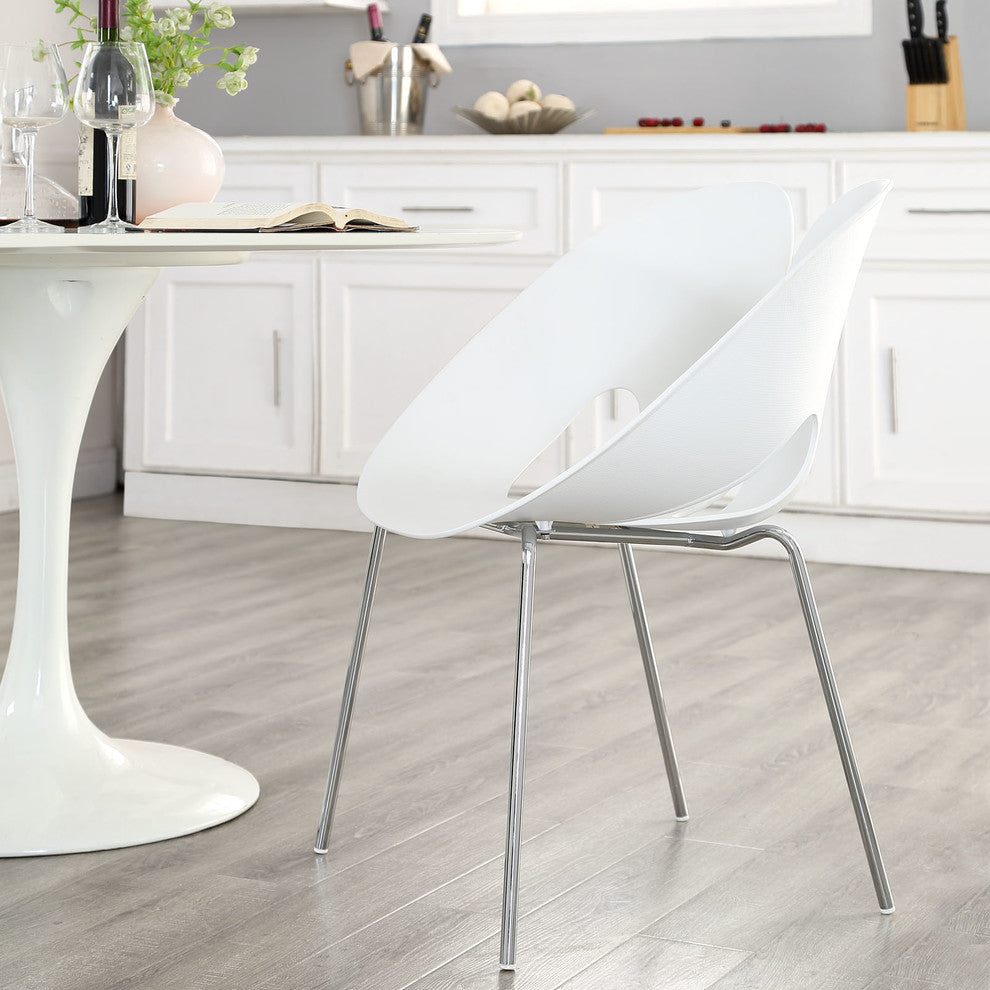 Modern Contemporary Dining Armchair, White Plastic
