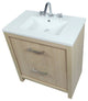 30" Single Sink Vanity, Neutral Finish With White Ceramic Top