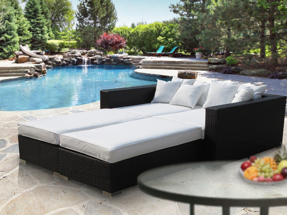 Modern Contemporary Outdoor Patio Rattan and Wicker 4-Piece SetSofa White