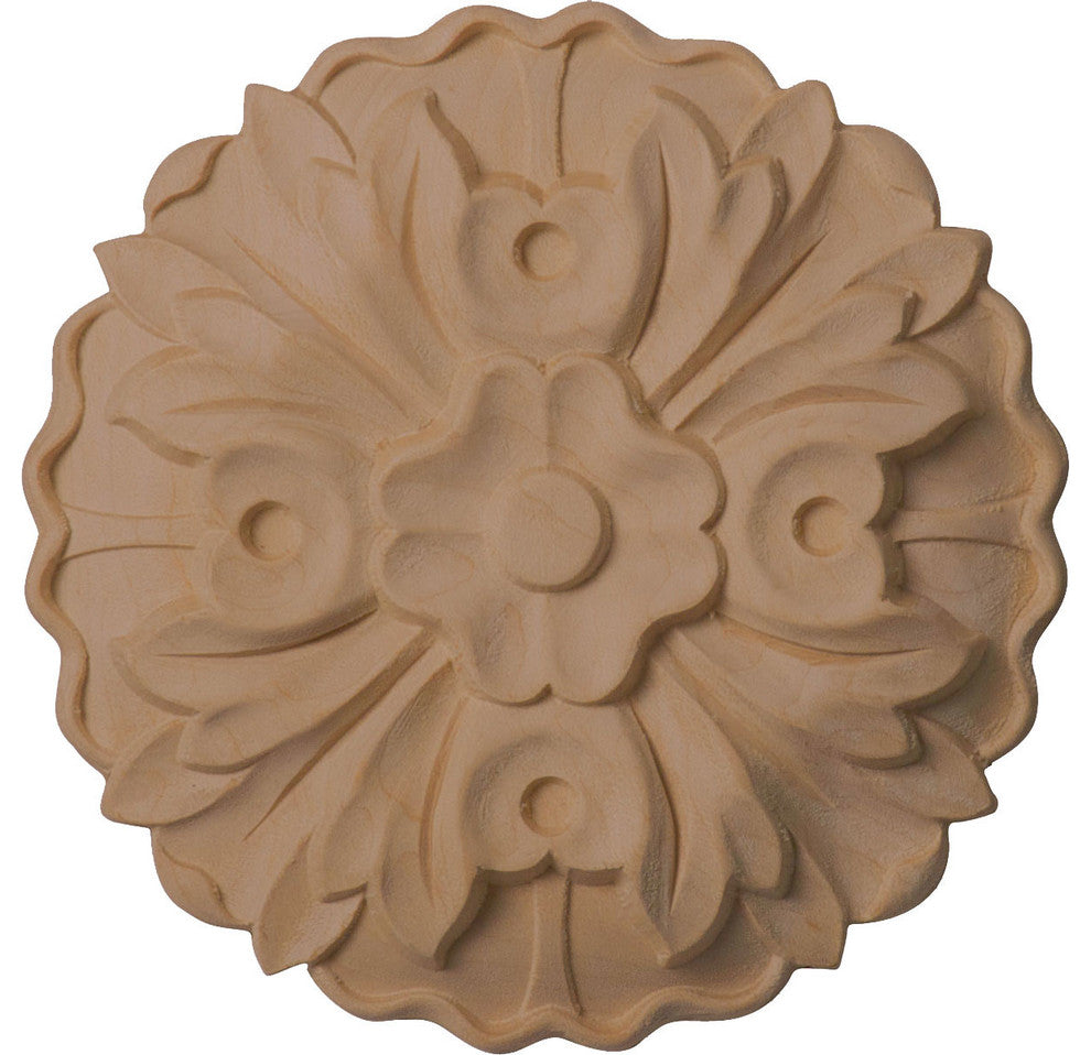 5"W x 5"H x 3/4"P Kent Rosette, Rubberwood