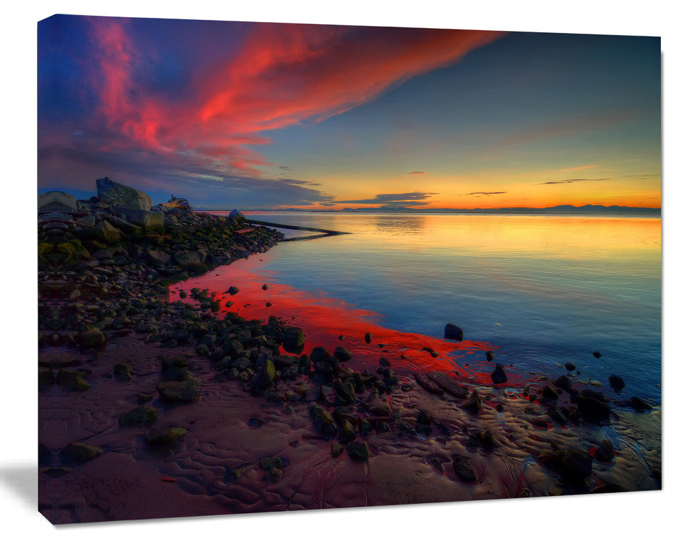 Blasts of Color at the Sunset, Seashore Canvas Art Print, 20"x12"