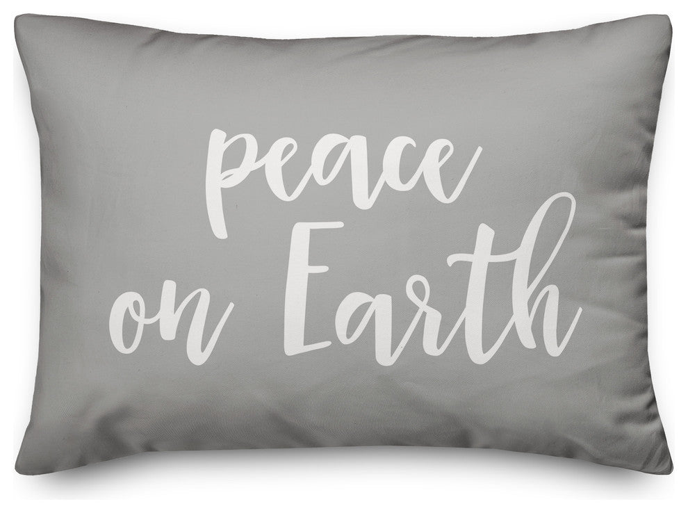 Peace On Earth, Gray 14x20 Lumbar Pillow