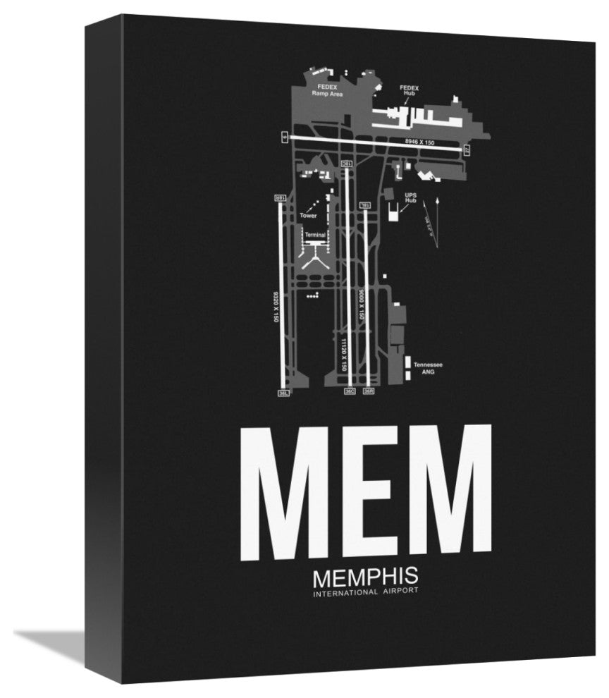 "MEM Memphis Airport Black" Fine Art Print