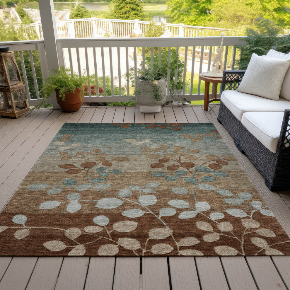 Machine Washable Indoor/Outdoor Chantille ACN1900 Mocha 9' x 12' Rug