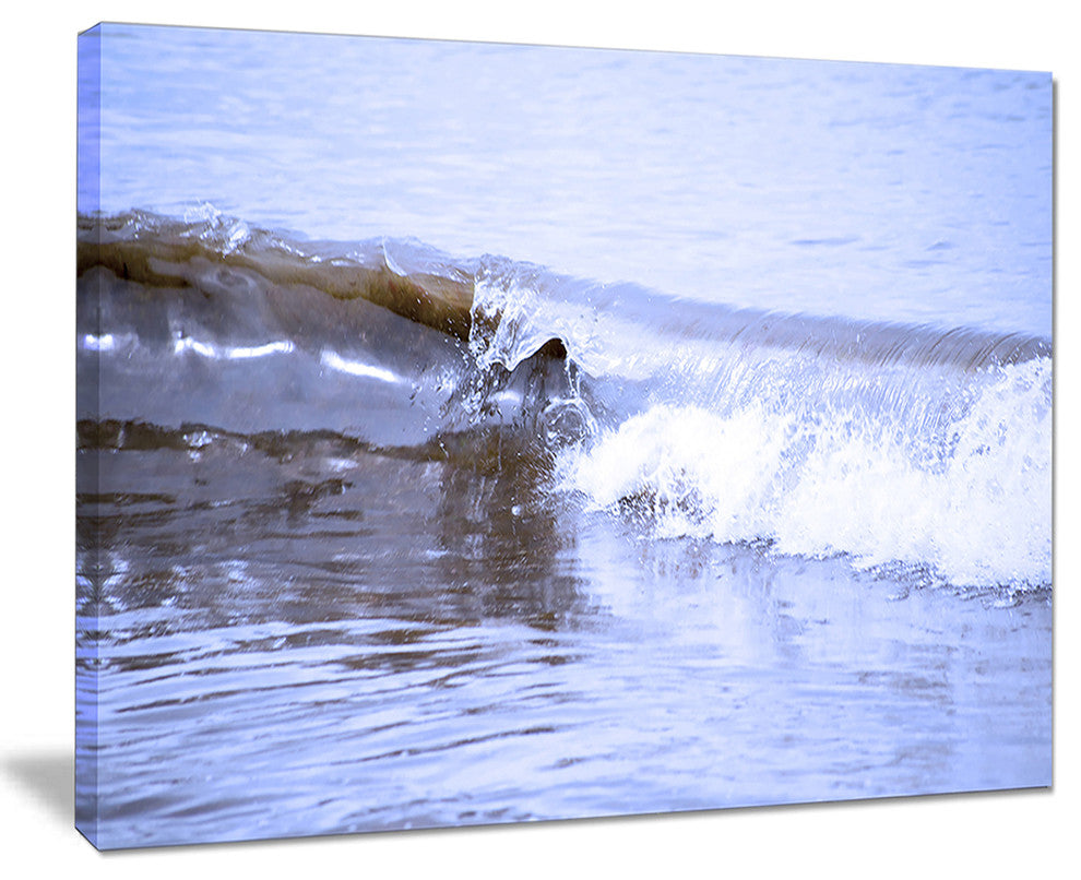 "Crisp Blue Waves Splashing Beach" Seascape Wall Art, 40"x30"