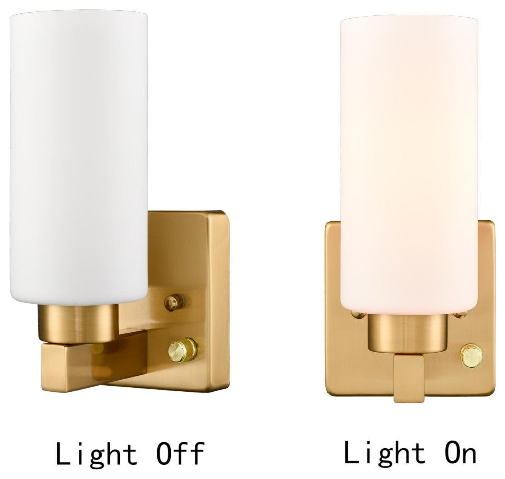 Modern Brass Wall Sconce With Plug, Cord